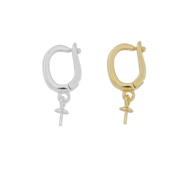 1PC Sterling Silver Changeable Hinged Pendant Bail Enhancer Clasp with Glue In Pearl Cup Pin, Available in Rhodium Plated and Gold Plated