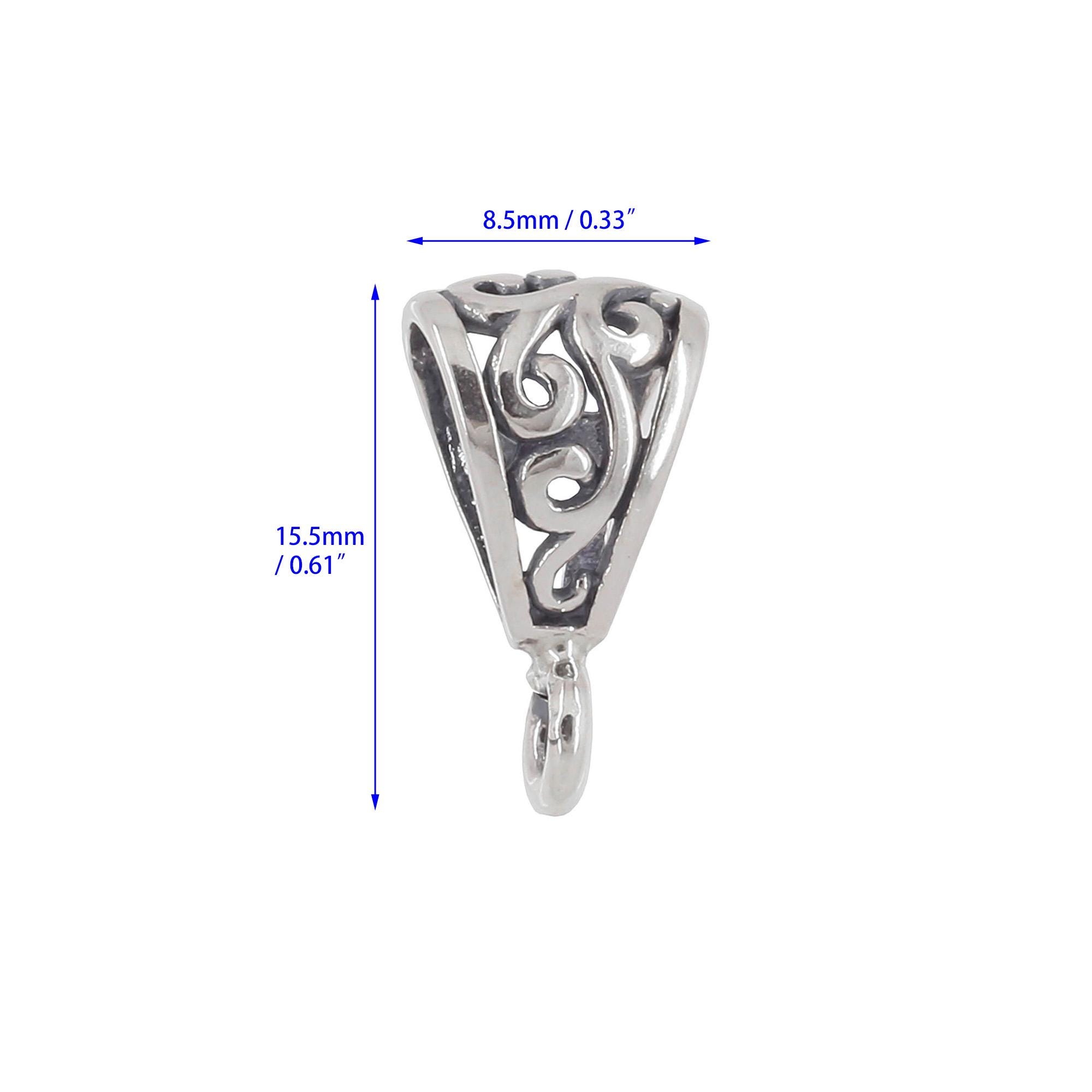 Interlocking Filigree Slider 1PC Sterling Silver Filigree Openwork Pendant Bail Slider With Heavy ...