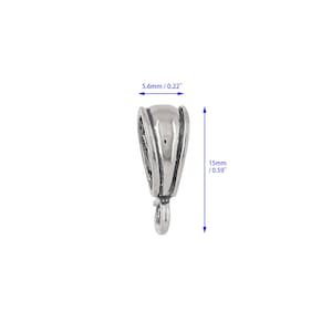 1PC Sterling Silver Pendant Clasp Bail Connector with Heavy Duty Open Loop, Available In Oxidized Silver / Bright Silver / 18kt Gold Plated Oxidized Silver