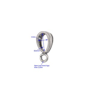 1PC Sterling Silver Pendant Clasp Bail Connector with Heavy Duty Open Loop, Available In Oxidized Silver / Bright Silver / 18kt Gold Plated image 7
