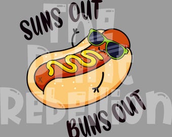 Buns Out, png, zonnen, zomer, hotdog, zonnig, grappig, kinderen, shirt, beker, kinderen
