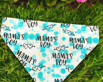 Mamas Jungen-Hundehalstuch | Over-the-Collar oder Scrunchie Style | Süßer Junge Hund Accessoire | Hunde Mama Geschenk | Hundehalstuch | Welpen Outfit