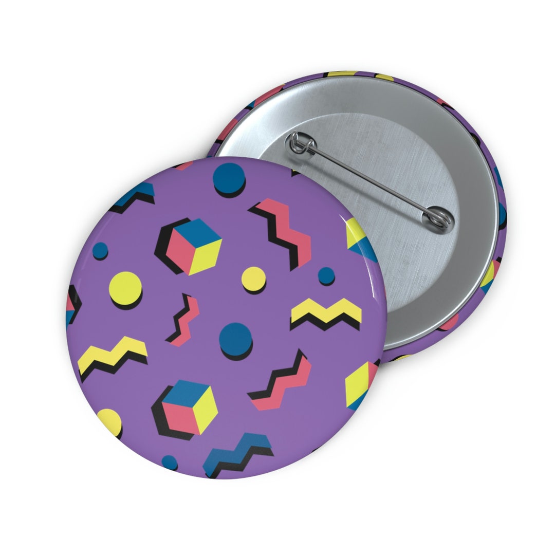 Fun 80's Pattern Button Pin Etsy