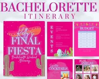 Final Fiesta Bachelorette Itinerary, Desert Customizable Canva Template, Bach Party Schedule, Beach Bach, Tulum, Vegas, Scottsdale, Miami
