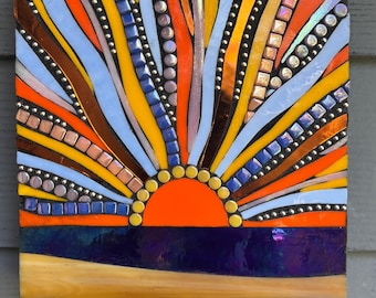 Mosaic Sunset over the Pacific 8" square