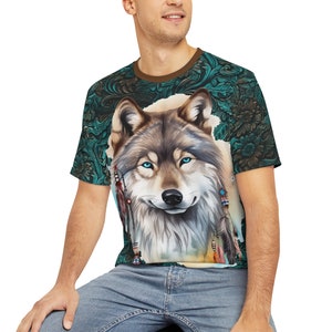 Wolf TShirt Native Wolves Tee Animal Lover Gift for Boyfriend Dad Son Adventure Western Clothing Boho T Shirt
