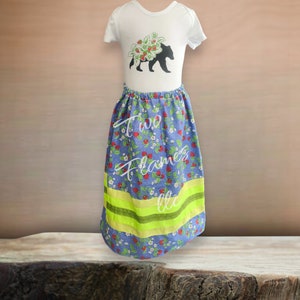 Ribbon skirt, Toddler Bodysuit and Ribbon Skirt 4T Straw-Bear-y, Girls dress