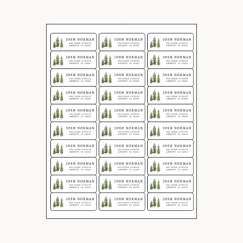 Pine Trees Return Address Labels, Personalized Self - Adhesive Return ...