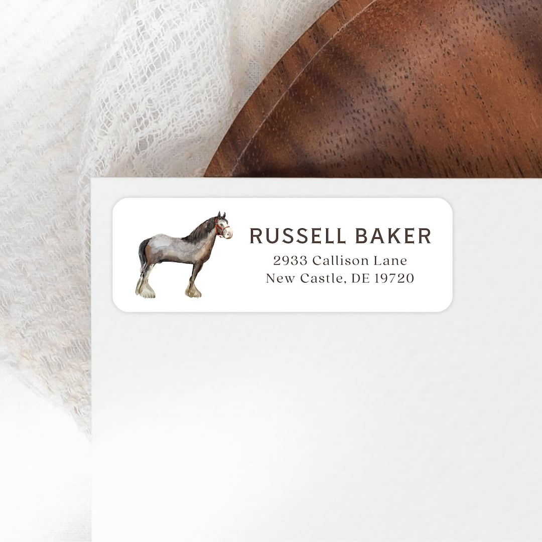 Horse Return Address Labels, Personalized Self Adhesive Return Address