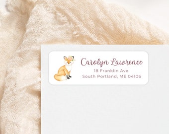 Woodland Animals Return Address Labels, Personalized Self - Adhesive Return Address Stickers, Custom Set of 30 Address Labels