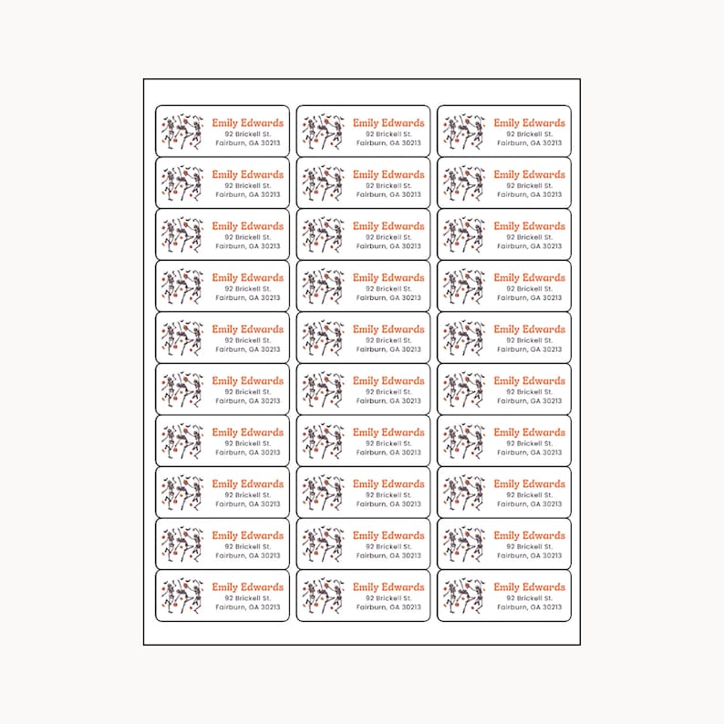 Halloween Dancing Skeleton Return Address Labels, Personalized Self ...