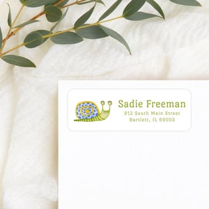 Snail Return Address Labels, Personalized Self - Adhesive Return Address Stickers, Custom Set of 30 Address Labels