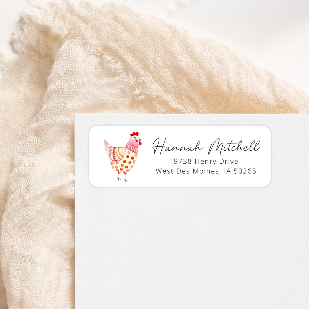 Chick Address Labels Chicken Return Address Labels, Personalized Self - Adhesive Return ...