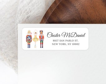 Nutcracker Return Address Labels, Personalized Self - Adhesive Return Address Stickers, Custom Set of 30 Address Labels