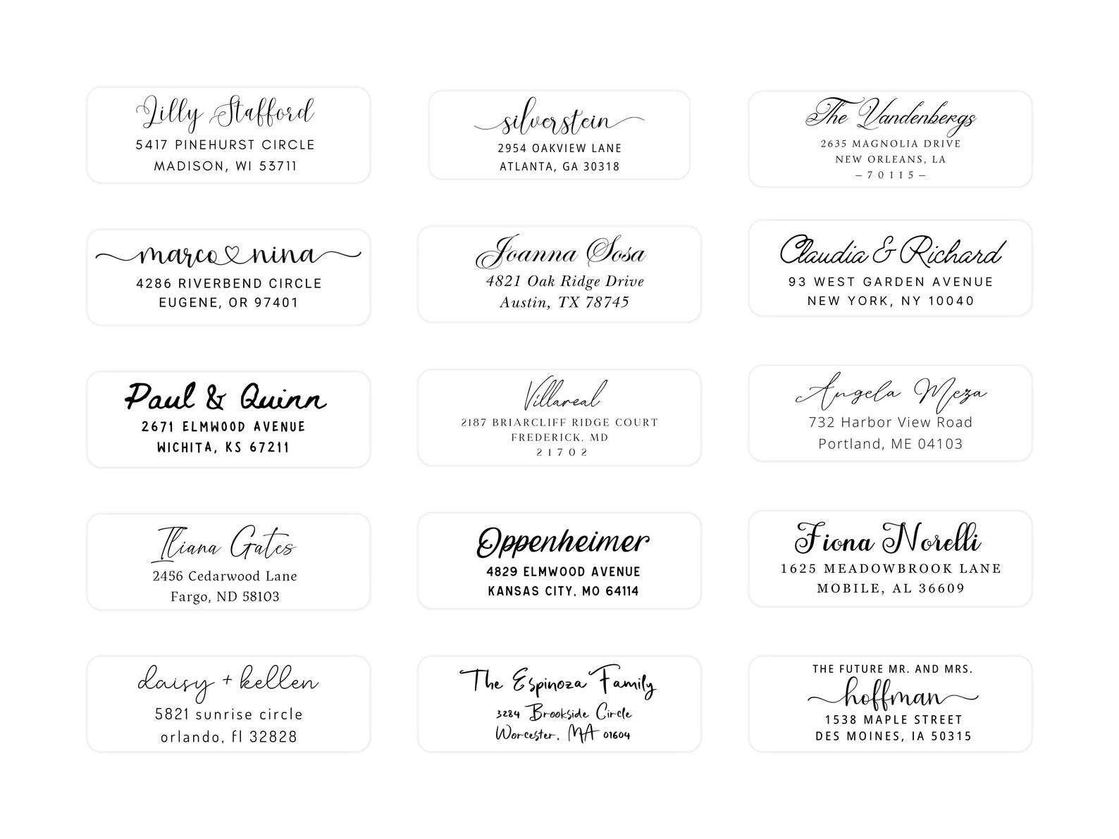 Modern Script Return Address Labels With Beautiful Calligraphy ...
