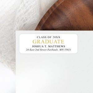 Graduation Return Address Labels, Personalized Self - Adhesive Return Address Stickers, Custom Set of 30 Address Labels