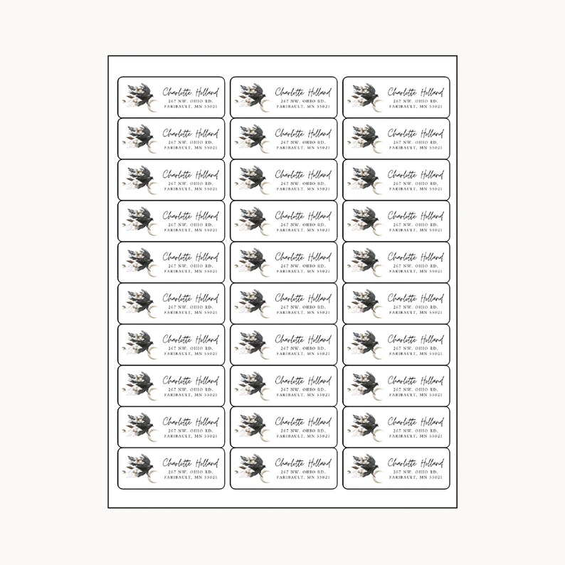 Raven Return Address Labels, Personalized Self - Adhesive Return ...