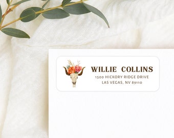 Wild West Return Address Labels, Personalized Self - Adhesive Return Address Stickers, Custom Set of 30 Address Labels
