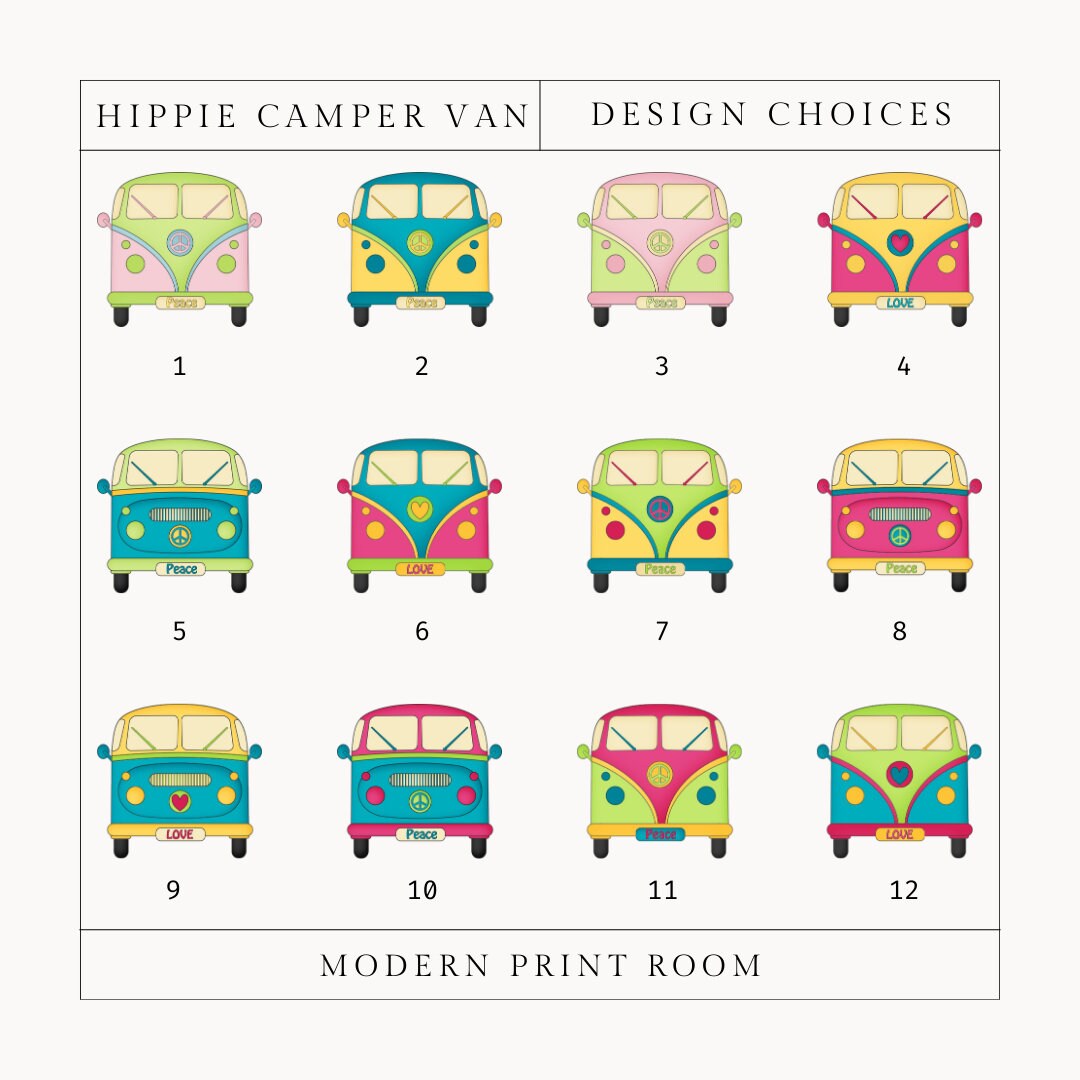 Hippie Camper Van Return Address Labels, Personalized Self - Adhesive ...