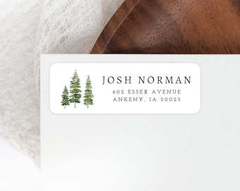 Pine Trees Return Address Labels, Personalized Self - Adhesive Return Address Stickers, Custom Set of 30 Address Labels