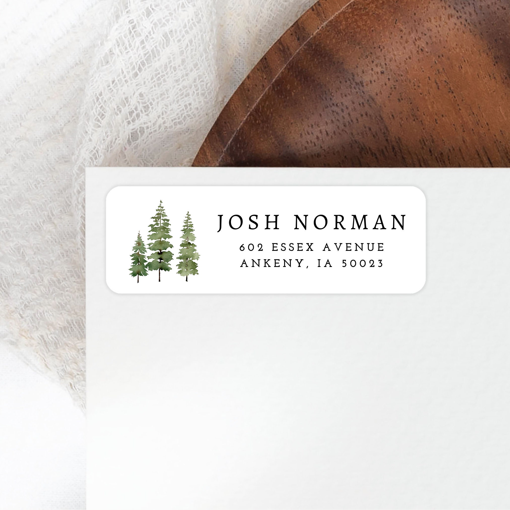 Tree Address Labels Pine Trees Return Address Labels, Personalized Self - Adhesive Return ...