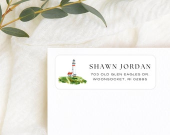 Summer Beach Return Address Labels, Personalized Self - Adhesive Return Address Stickers, Custom Set of 30 Address Labels