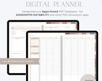 80+ Page Undated Digital Planner, Goodnotes Planner, iPad Planner, Notability Planner, Lifestyle, Fitness, Wellness, Finance, Daily Planner