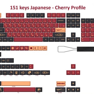 Red Ninja Japanese Theme Keycap Set for Mechanical Keyboard | 151 Keys ...