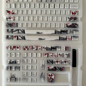 Sakura Cherry Blossom Japanese Keycap Set: French, Japanese, German Language, Cherry Profile, PBT image 15
