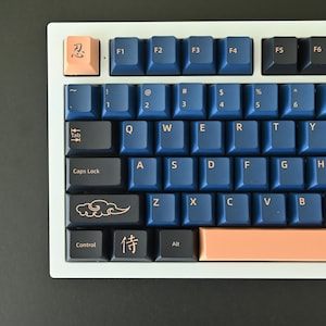 Blue Ninja Japanese Theme Keycap Set: Cherry Profile, PBT