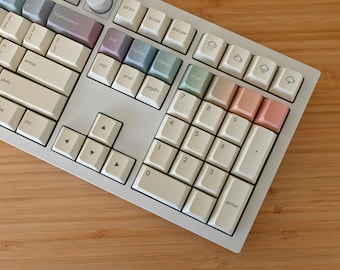 Simple White Rainbow Keycap Set for Mechanical Keyboard | 132 keys | Cherry Profile | MX Switch Type | PBT Material