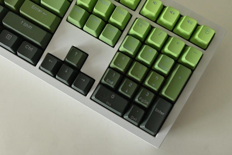 バックライト付き抹茶グリーングラデーションキーキャップセット：OEMプロファイル、PBT 画像 9