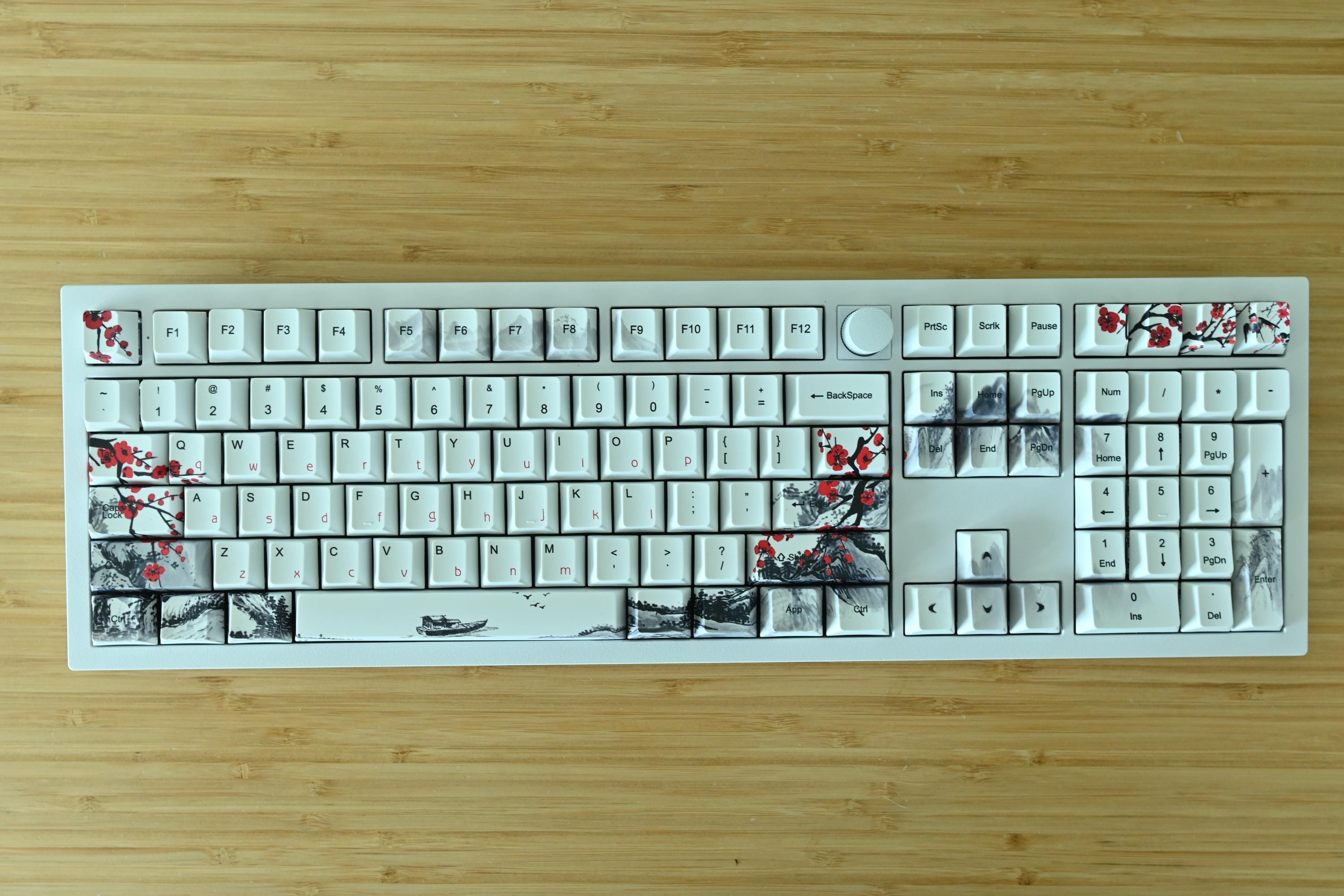 Sakura Cherry Blossom Japanese Keycap Set: French, Japanese