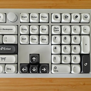 Schwarz und Weiß Japan Theme Keycap Set für Mechanische Tastatur | Deutsches Layout | 142 Tasten | MOA Profil | MX-Schalter Typ | PBT-Material