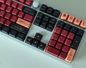 Red Ninja Japanese Theme Keycap Set for Mechanical Keyboard | 151 keys | Cherry Profile | MX Switch Type | PBT Material