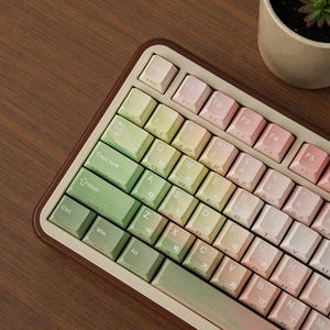 Watermelon Gradient-tangentsats: Bakgrundsbelyst, engelska, japanska, koreanska, Cherry Profile, PBT