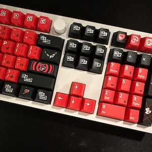 Red Black Video Game Theme Keycap Set for Mechanical Keyboard | 142 pcs | Cherry Profile | MX Switch Type | PBT Material