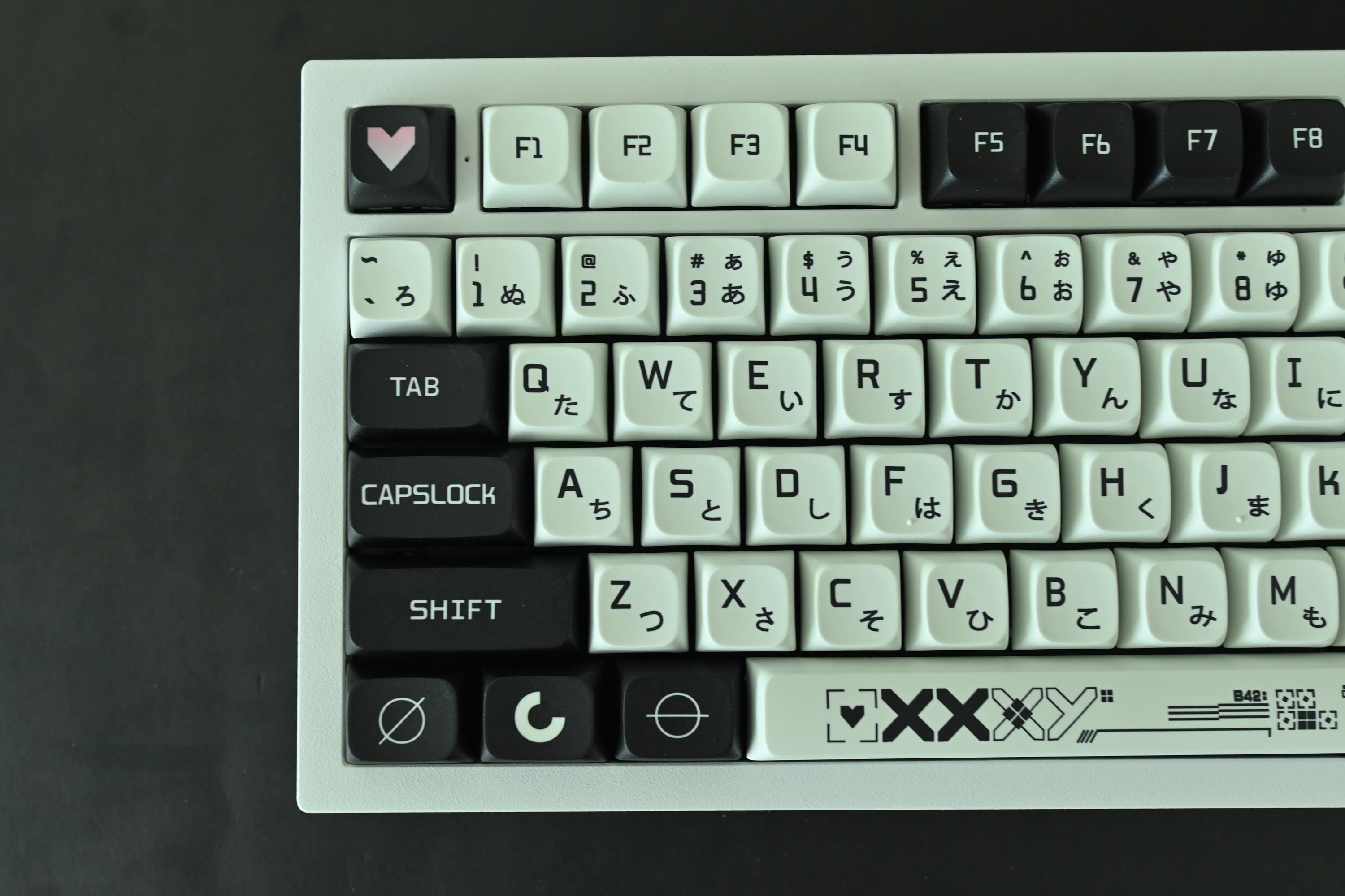 Retro Black & White Keycap Set: Japanese German French Korean