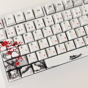 メカニカルキーボード用Sakura Cherry Blossom日本語キーキャップセット | フランス語、日本語、ドイツ語 | OEMまたはCherryプロファイル | | PBT素材