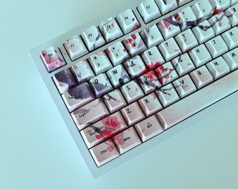 Sakura Cherry Blossom Keycap Set: Chinese Japanese Theme, Cherry Profile, PBT