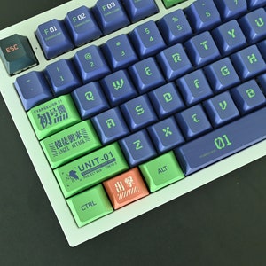 Eva Einheit 01 Mecha Roboter Japanisches Anime Thema Keycap Set | Cherry MX Profil | PBT-Material | 142 Tasten