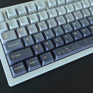 Starry Blue Moon Night Sky Mountain Theme Keycap Set for Mechanical Keyboard | 134 keys | Cherry Profile | MX Switch Style | PBT