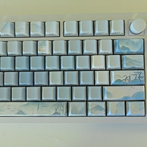 Tree Design Keycaps Blue Mountain Lake Keycap Set: Watercolor Chinese Scenery, Cherry ...