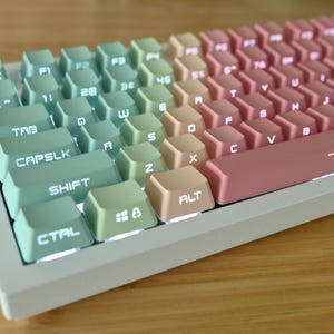 Backlit Pastel Red Rainbow Gradient Side Print Keycap Set for Mechanical Keyboard | 104 keys | OEM Profile | MX Switch Type | PBT Material
