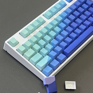 Blue/red Samurai Keycaps, Spanish Japanese Korean German Russian French,  ISO AZERTY, Cherry Profile PBT for Mechanical Keyboard 