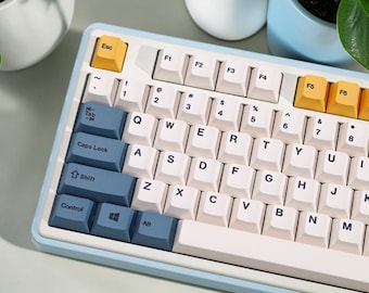 Navy Blue and Gold Nautical Ocean Theme Keycap Set: Cherry Profile, PBT