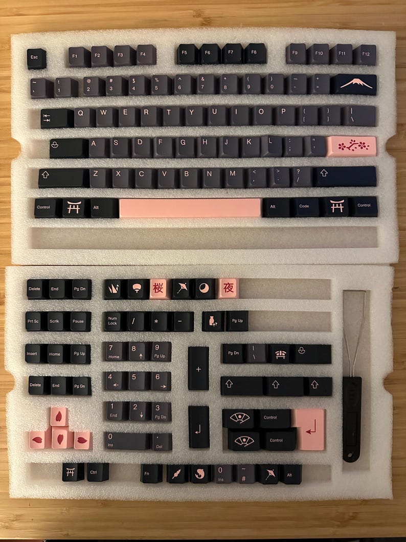 Night Sakura Japanese Theme Keycap Set