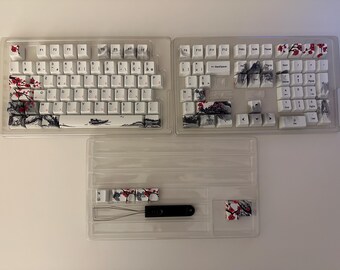Sakura Cherry Blossom Japanese Keycap Set: French, Japanese