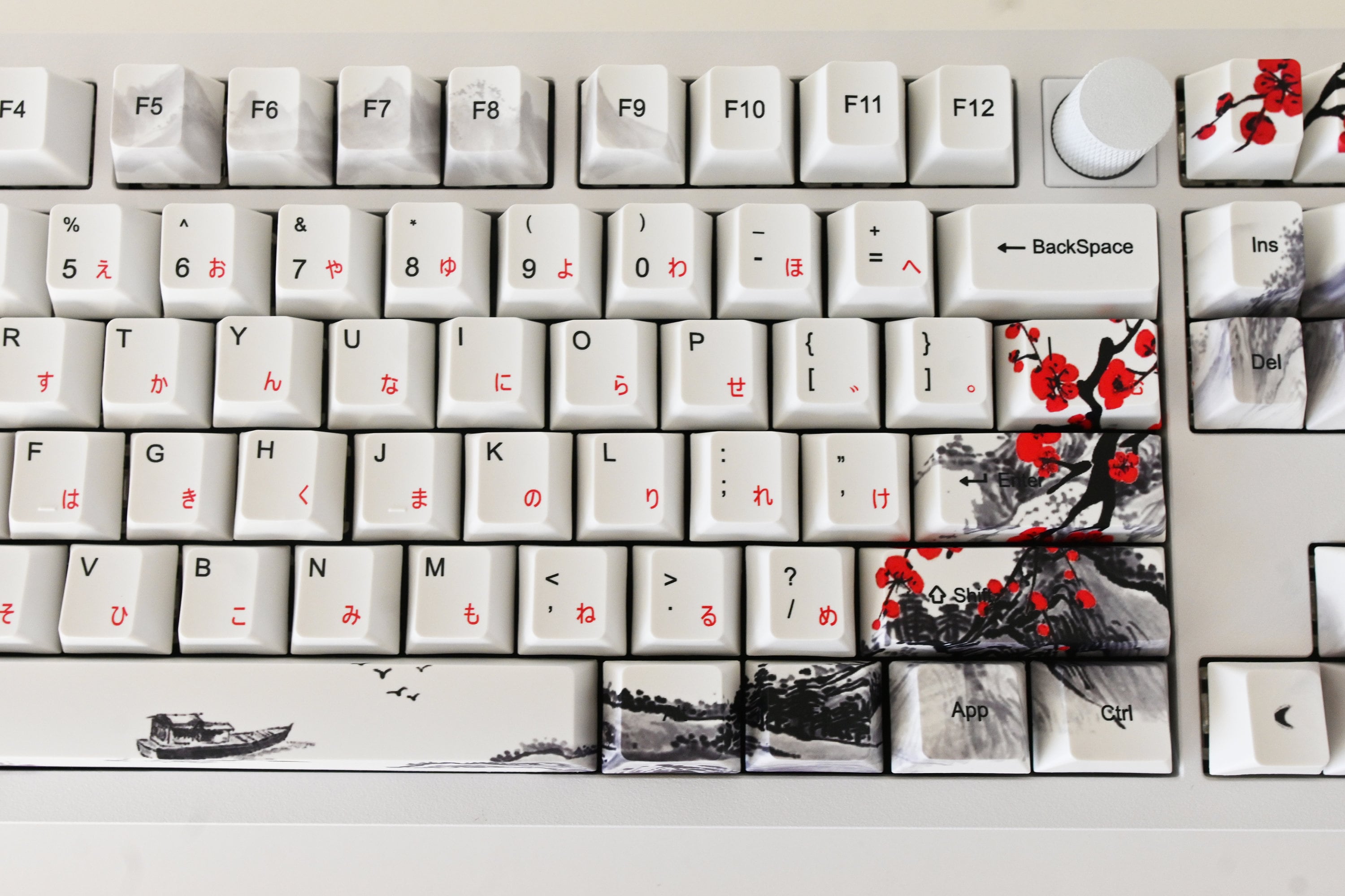 Sakura Cherry Blossom Japanese Keycap Set: French, Japanese
