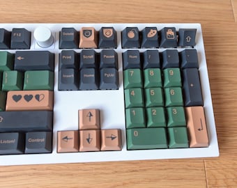 Green Black Hero Video Game Theme Keycap Set for Mechanical Keyboard | 142 keys | Cherry Profile | MX Switch Type | PBT Material